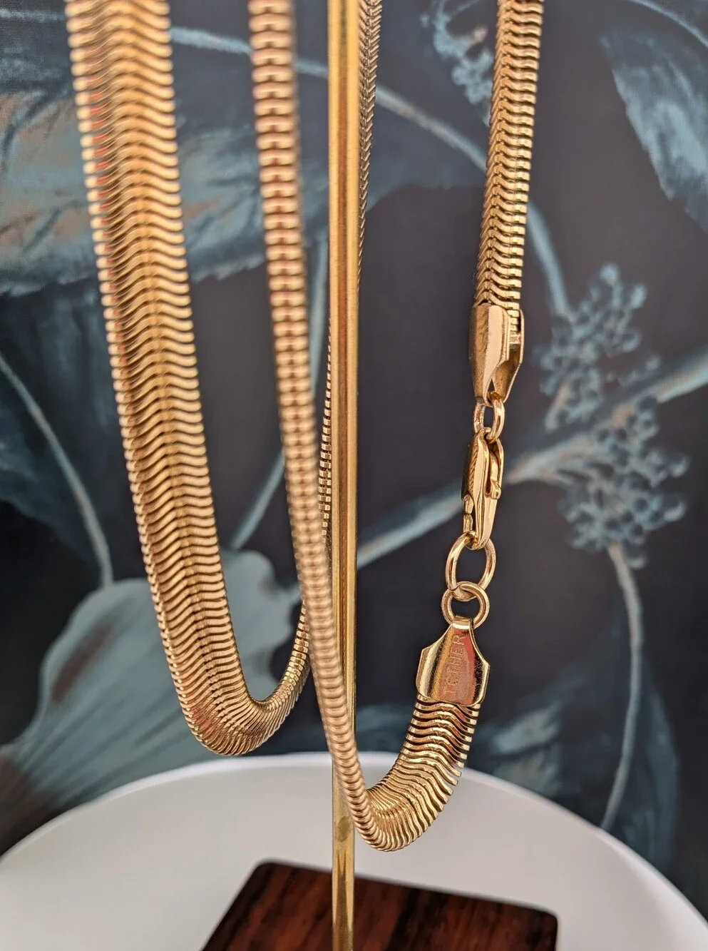 18K Gold Snake Chain Stainless Steel Tether 20